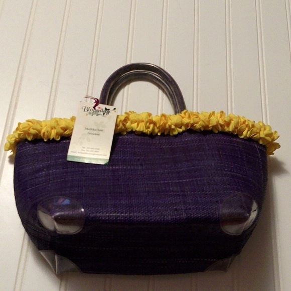 New with tags, Floral Woven Tote Straw Purse Handbag - Picture 1 of 7